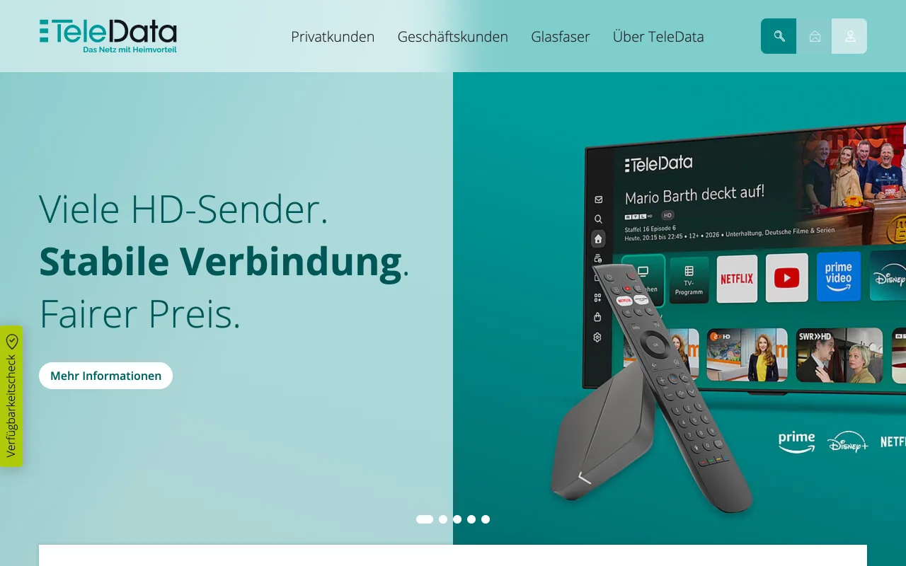 Preview of the TeleData website